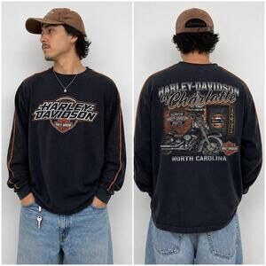 Harley Davidson Long Sleeve Shirt 3XL Black Charlotte NC Graphic